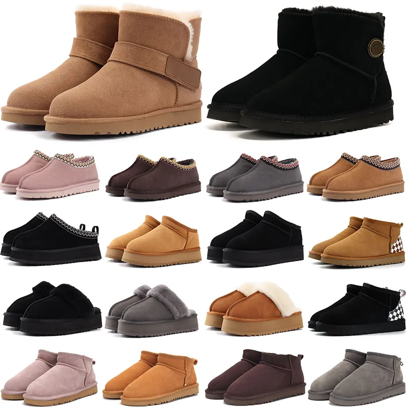 gratis verzending designer tazz Baotou laarzen slipper uggliess korte en lange strik kant Nieuwe kleur bruin zwart roze grijs winter hot mannen vrouwen outdoor sneeuwschoenen 35-45