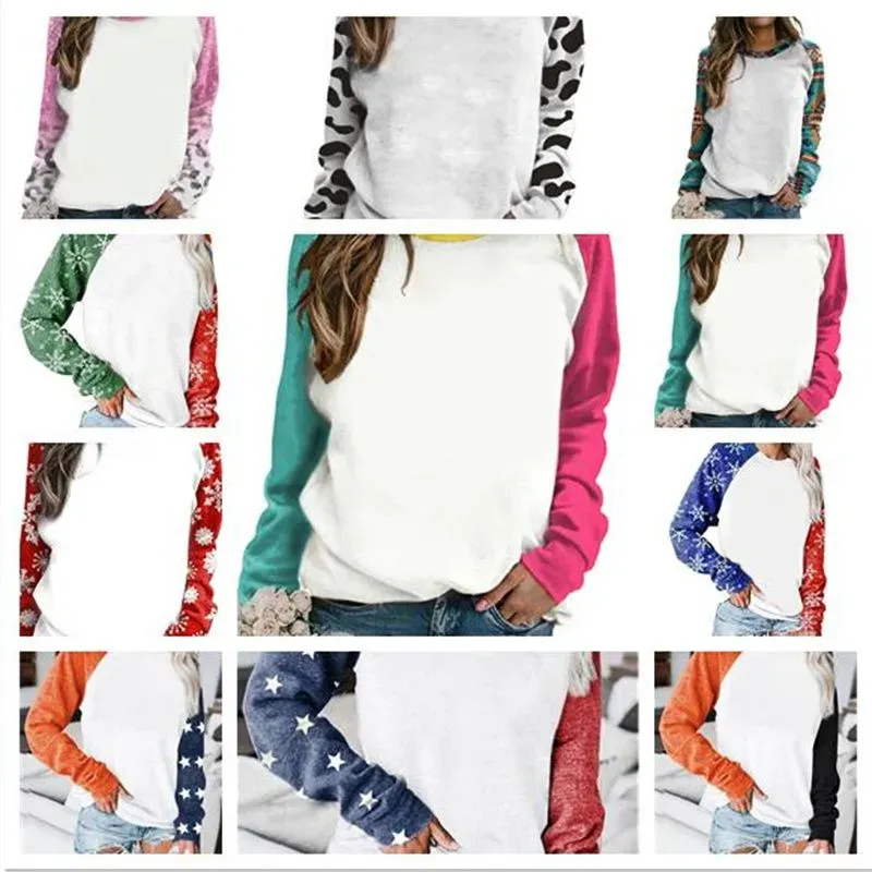 UPS Sublimation Long Sleeve Sweatshirt Colorblock Tie Dye Printed Pullover Tops Crew Neck Shirts for Women JJ 9.15