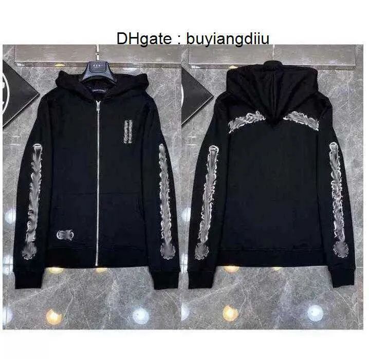 Klasik moda lüks erkek fermuar ch hoodies tasarımcı at nalı sanskrit çapraz baskı kazak kapşonlu yüksek kaliteli sweatshirtler kazak kadın gevşek jackts kaderi nsd