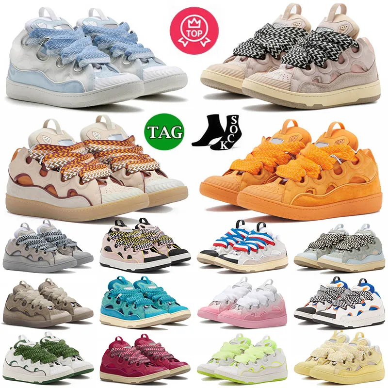 Designer Mesh vävd snörning Lanvins skor 90-talets extraordinära sneakers stil präglad läder trottoarkant lavins sneakers mens kvinnor i nappa kalvskinn gummisula 35-46