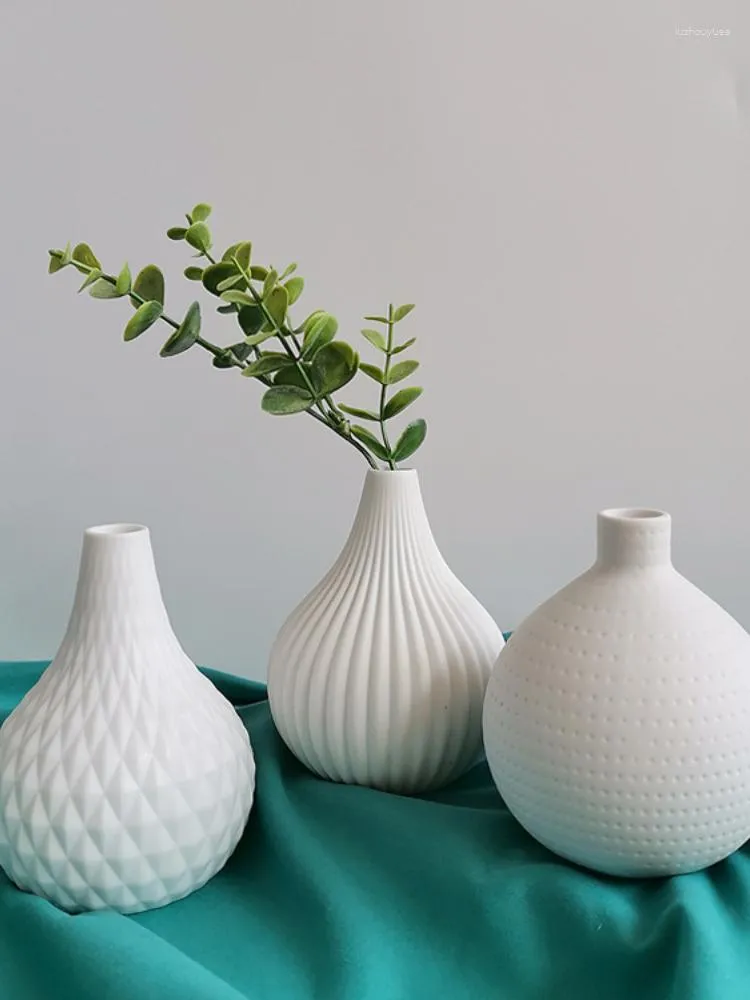 Jarrones Florero De Cerámica Simple Ins Porcelana Blanca Pequeña Decoración Del Hogar Habitación Nórdica Moderna Decorativa