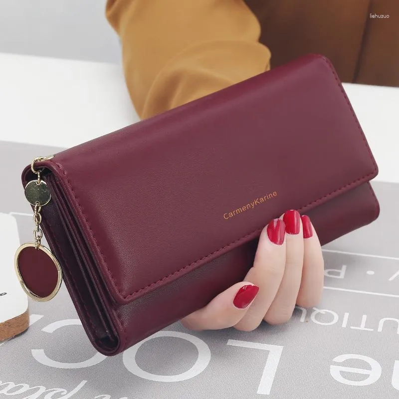 محفظة أزياء نساء رسالة العلامة التجارية طويلة Tri-Fold محفظة محفظة