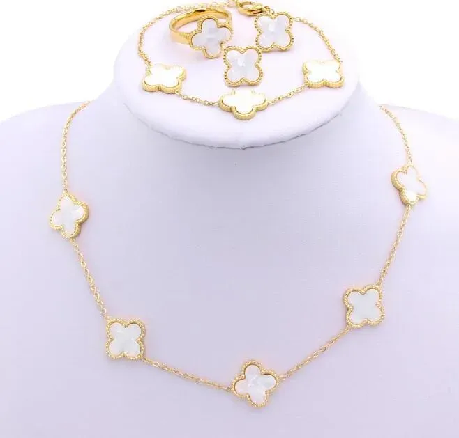 Colar 18k Brincos de pulseira de designer de luxo 18K Brincos de colar de jóias de jóias de quatro folhas de trevo cleef colar de pendente Fashional Christma