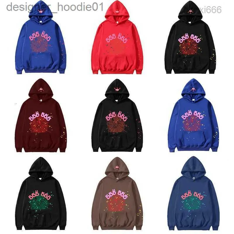 Erkek Hoodies Sweatshirts Tasarımcı Pembe Erkek Hoodies Sweatshirts Puff Baskı SP5der Örümcek Web Külot Yüksek Kaliteli Ağır Kumaş L2 L230915