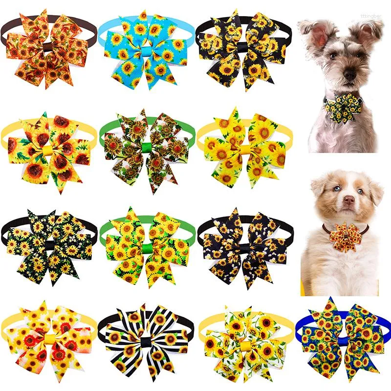 Vêtements pour chiens 50/100pcs Bow Tie Chrysanthème Accessoires Flowr Fournitures Mode Petit Chat Toilettage