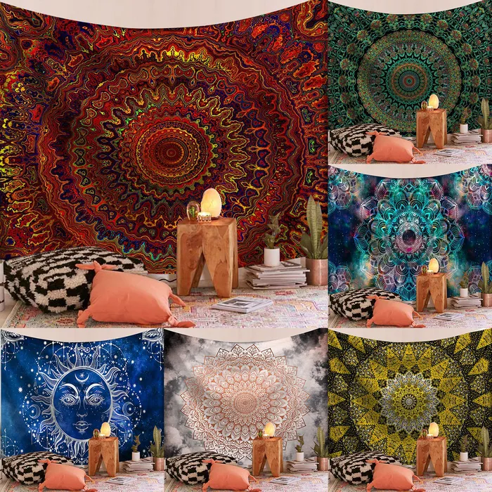 Tapestries Indian Mandala Tapestry Wall Hanging Sandy Beach Throw Rug Blanket Camping Tent Travel Mattress Bohemian Sleeping Pad 230915