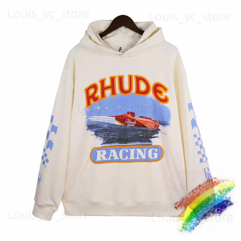 Mäns hoodies tröjor RHDE Racing Hoodie Men's Super Large Plaid Cover Zipper Speed ​​Boat Almond Hoodie T230915