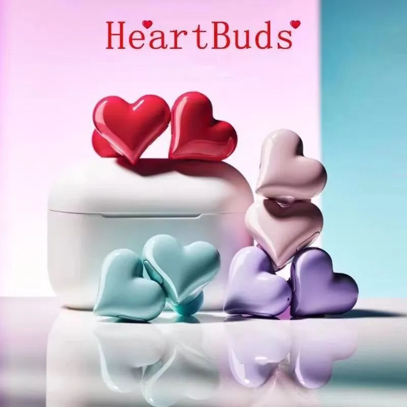 Auriculares con forma de corazón de amor, inalámbricos por Bluetooth, auriculares para mujer, auriculares con forma de corazón de alta calidad, regalo para niña