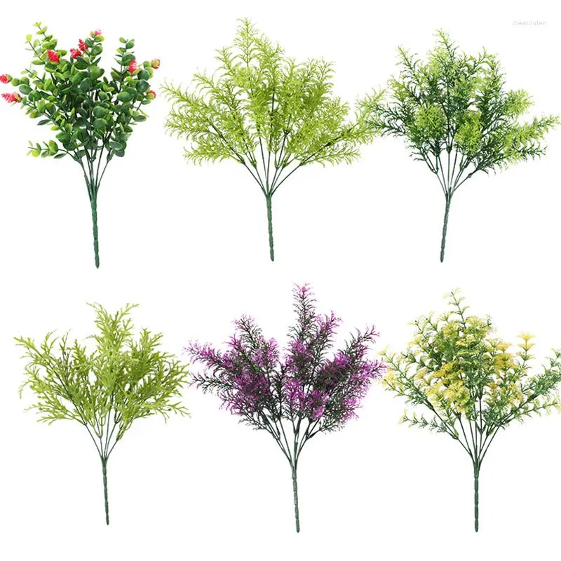 Decorative Flowers Artificial Plants Long Stems Plastics Eucalyptus Leaves Herbs Home Desk Central Decoration Garden