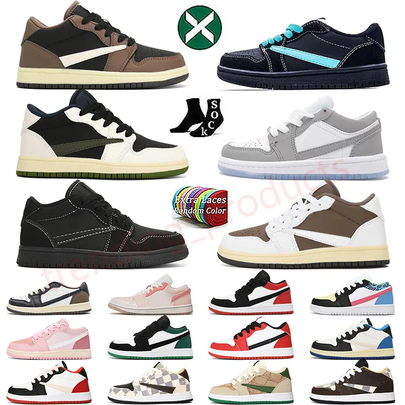 DHgate Kinderschuhe Jumpman 1 Basketballschuhe Jordan1s Cactus Jack Olive Reverse Mocha Black Phantom Kinder-Sneaker für Jungen und Mädchen, Kleinkindschuh, Panda-Jugend-Kinderschuh