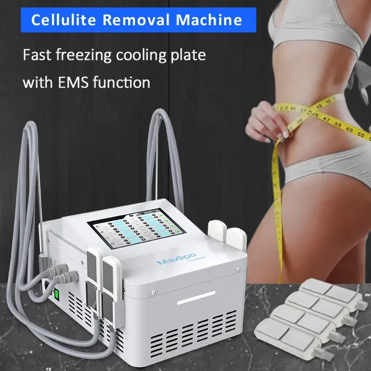 Tendance Portable EMS Cellulite brûlant l'élimination des graisses Machine de thérapie par cryolipolyse 4 tampons de glace resserrement de la peau équipement de beauté