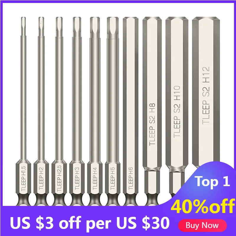 Tornavida 50mm/100mm uzunluğunda altıgen kafa allen anahtar matkap ucu seti S2 Çelik Metrik SAE Hex Bit Set Manyetik Uç Hex Tuş Tornavida Seti 230914