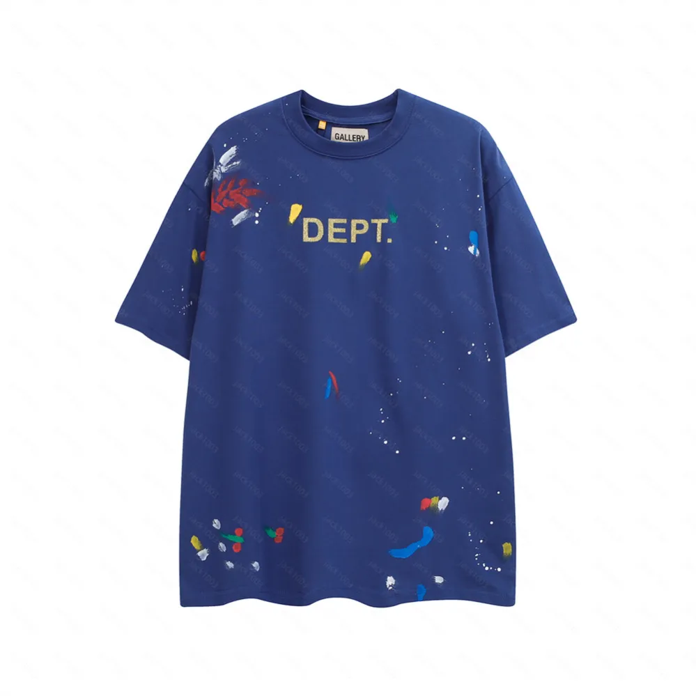 Gallerie DEPT Harajuku 23SS Primavera Vintage lavato Splash-inchiostro timbro oro Lettere stampate Logo T-shirt ampia oversize Hip Hop Unisex manica corta T-04