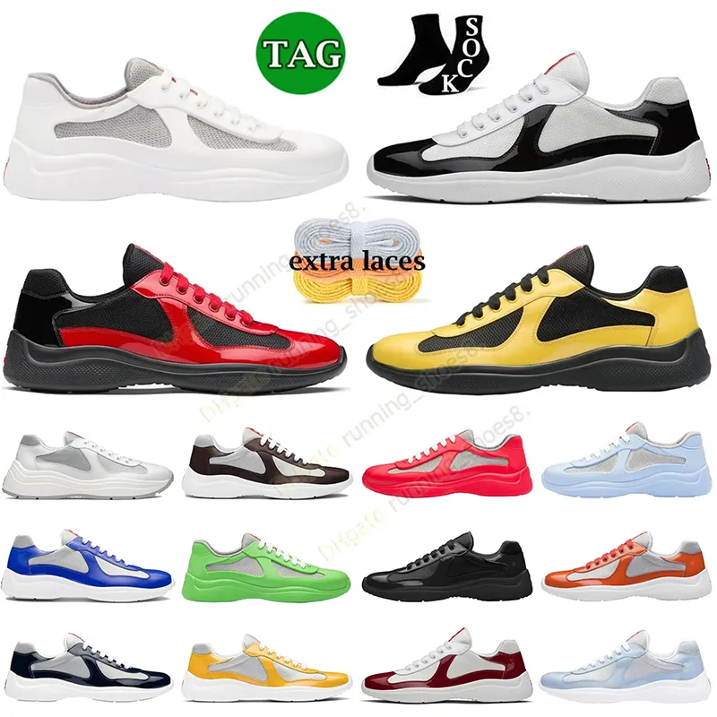 Casual Shoes America Cup XL Patent Leather Sneakers Flat Trainers For Men Leather Nylon Black Mesh Lace-Up Outdoor Runner Trainer Sport Shoe Jogging Size EU36-46