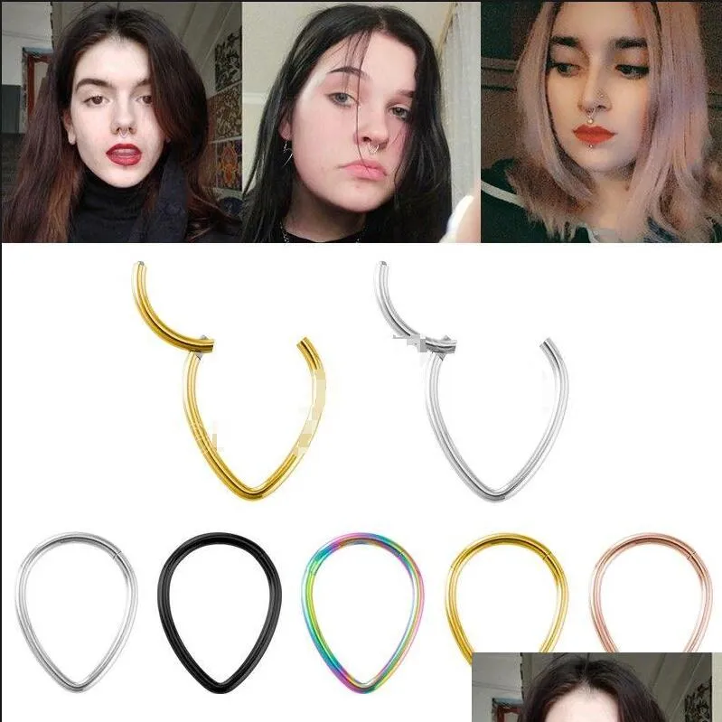 316l Surgical Steel Hinged Nose Rings Hoop 20g 18g 16g 14g 12g 10g 8g 6g,  Diameter 5mm To 22mm, Gold - Rose Gold - Silver - Black - Blue - Rainbow |  Fruugo BH