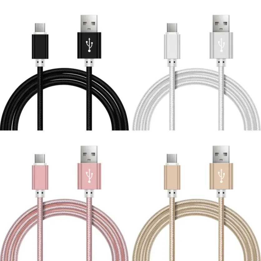 Câble USB type C charge rapide 1M 2M 3M 1.5M 25CM, cordon de chargeur Micro V8 en Nylon, fil de ligne de données pour téléphone portable Android