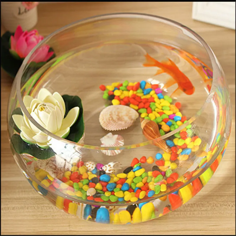 Mini Acquario Rotondo In Vetro Multicolore Per Casa Delle Bambole - Decorazione Realistica In Miniatura, Pesce Rosso Incluso, Artigianale - 2