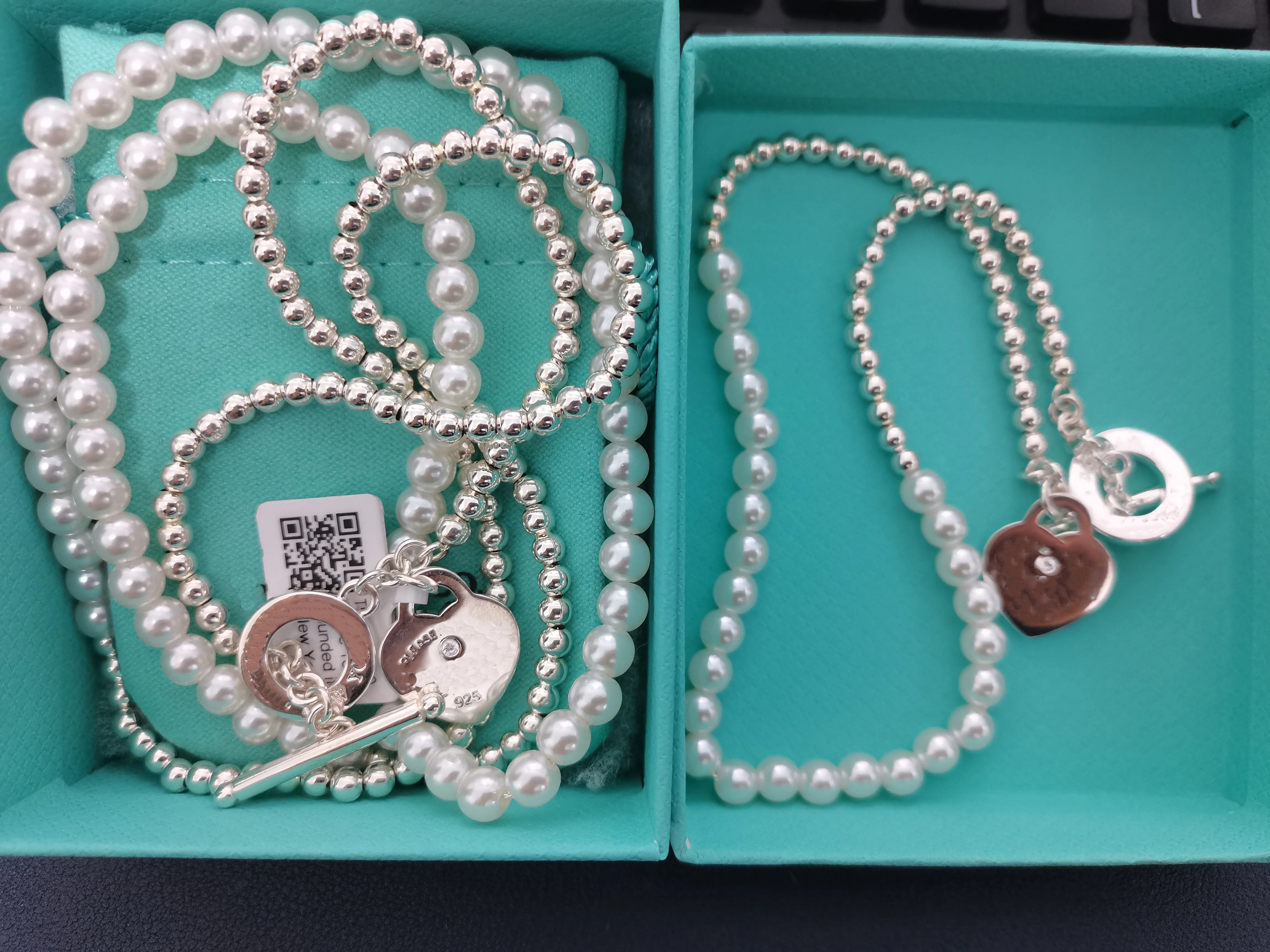 Modedesigner hardwear smycken hjärtform dubbel däck kedjor halsband längd 90 cm armband 17/19/21 cm med pärlhalsband koppar ot smycken
