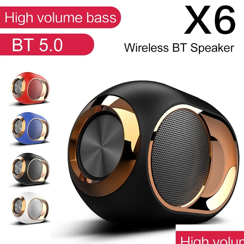 Bärbara högtalare Hifi TWS Bluetooth 5.0 Högtalare X6 Trådlösa högtalare Kolumn Vattentät utomhus Stereo Support TF AUX USB FM för P DHEDS