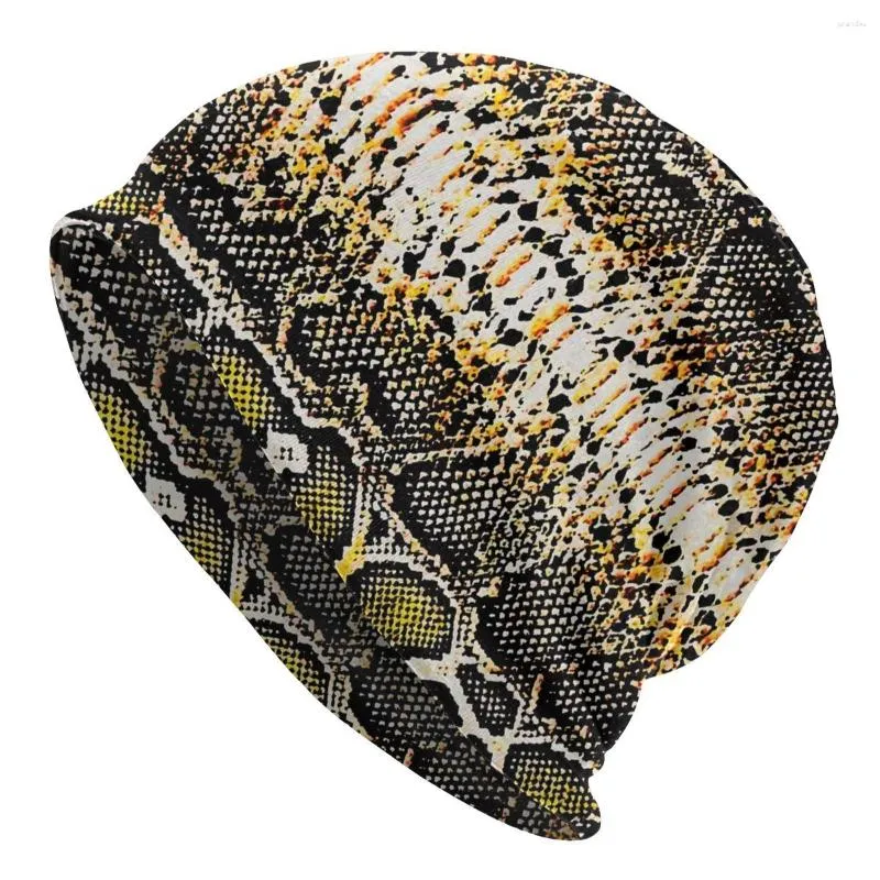 Bérets peau de serpent imprimé Bonnet Femme rue tricot chapeau pour femmes hommes hiver chaud peau de serpent Texture animale bonnets casquettes
