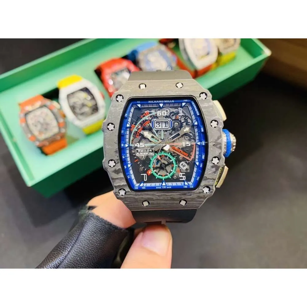 Relógio masculino superclone aaaa Mecânica Relógio Richa Milles Relógios de pulso Rm11-04 cronógrafo completo de moda uhr U8NY RM11 caixa de fibra de carbono com calendário montre luxe