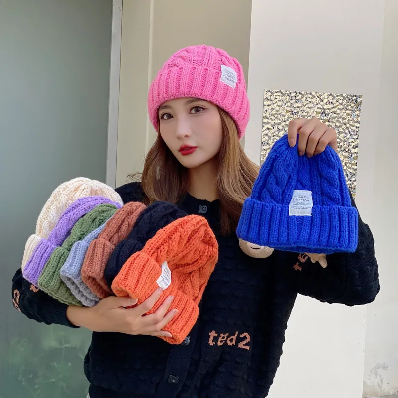 Beanie / Skull Caps 2023 Mulheres Chapéus de Inverno Beanies Multi Color Chapéus de Inverno para Mulheres Chapéu de Alta Qualidade Feminino Girl Twist Pattern Caps 230914