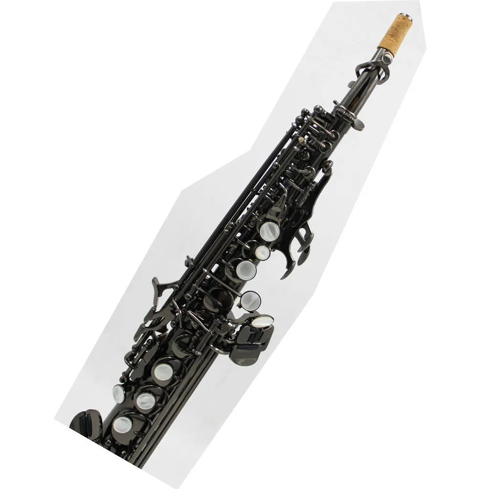 Eastern Music Prof Använd Full Body Shiny Black Straight Soprano Saxophone