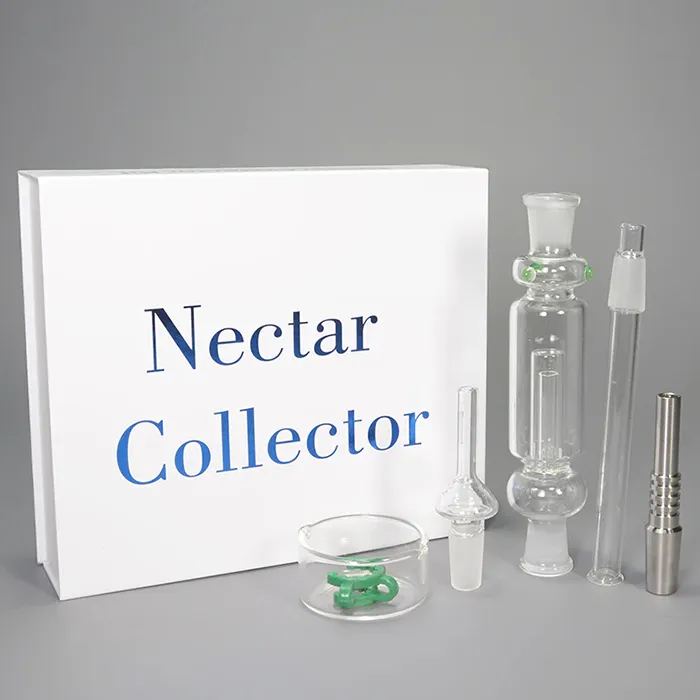 14mm 18mm Nectar Collector Set Accessoires pour fumer Pipe à eau Kits de vaporisateur Narguilés avec clous en titane Keck Clip Tuyaux en verre Dab Rigs Bongs