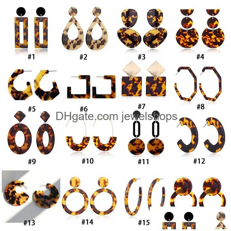 Dangle Chandelier New Leopard Imprimir Acrílico Acético Folha Brincos Para Mulheres Círculo Geométrico Quadrado Long Drop Declaração Boho Deli Dhlpo