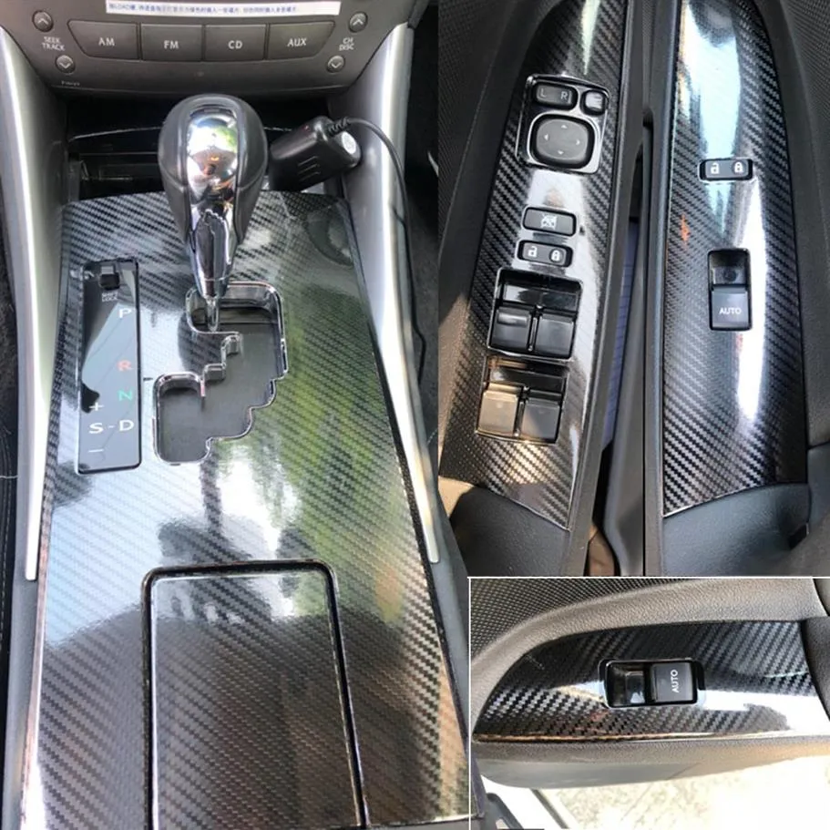 Pour Lexus IS250 IS300 2006-2012 autocollants de voiture auto-adhésifs 3D 5D autocollants et décalcomanies de voiture en vinyle en Fiber de carbone accessoire de style de voiture305c