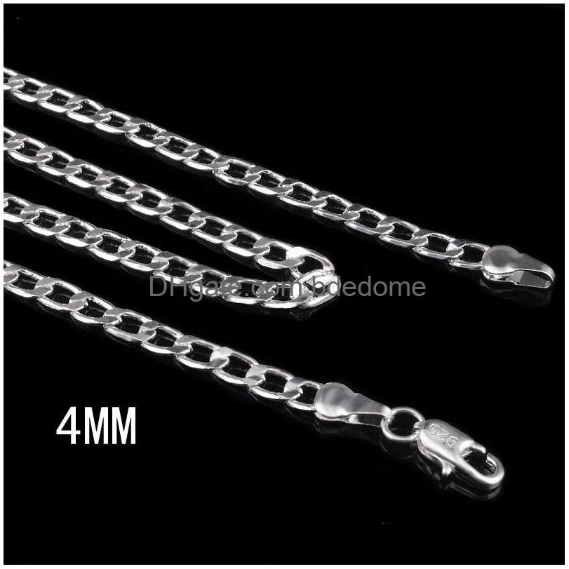 Chains Fashion 4Mm Sideways 925 Sterling Sier Choker Necklaces For Women Men Luxury Jewelry Size 16 18 20 22 24 Inches Drop Delivery P Dhcsa