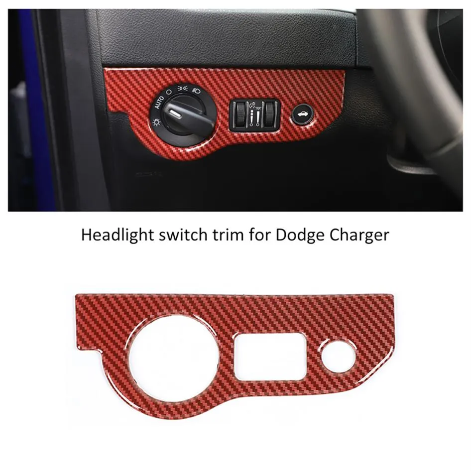 ABS Araba Sol Far Anahtarı Düğmesi Dodge Challenger için Kırmızı Karbon Fiber 2015 Şarj Cihazı 2010 Araba İç Aksesuarlar279R
