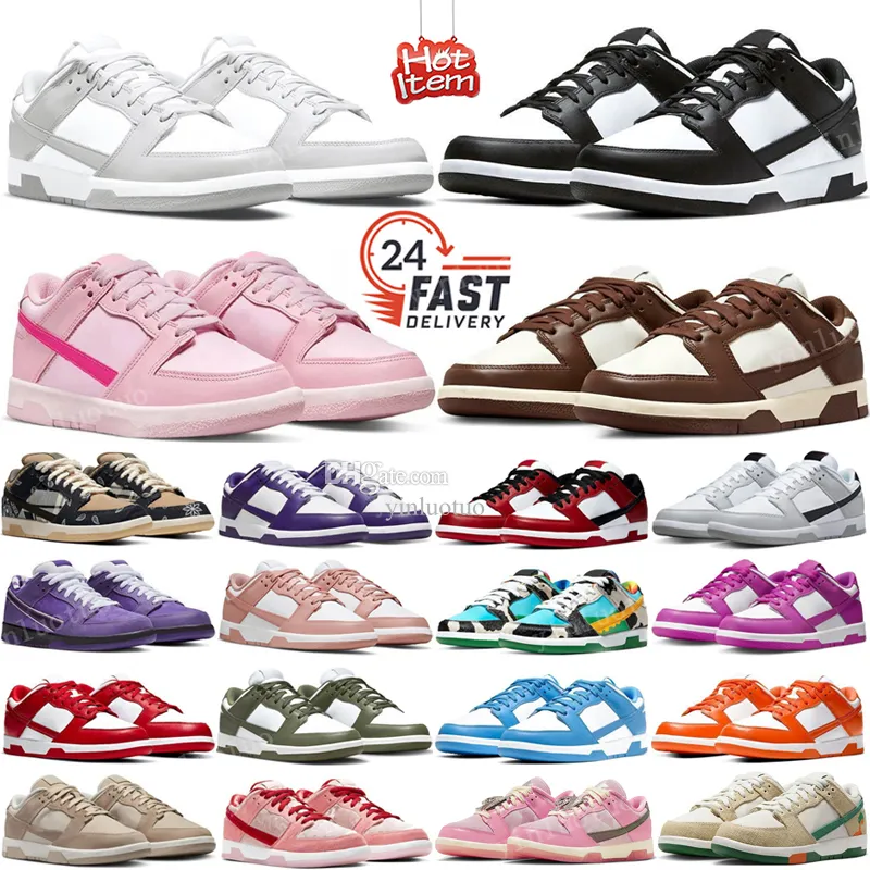 Diseñador zapatos casuales hombres mujeres bajo panda triple rosa gris niebla marrón púrpura langosta universidad rojo medio oliva unc sanddrift activo fucsia gai zapatillas de deporte