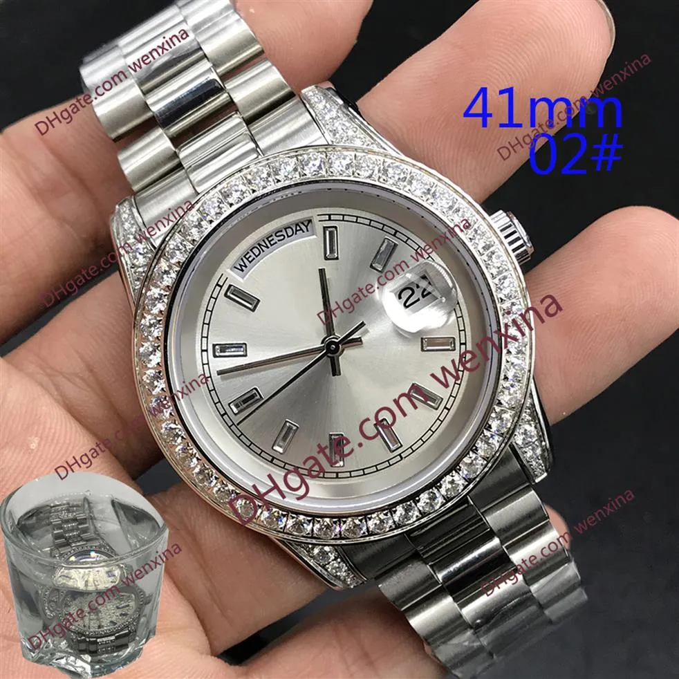 2 Colour high quality Diamond Watch 41mm Mechanical Mens Watches montre de luxe 2813 automatic Steel Waterproof watch295W