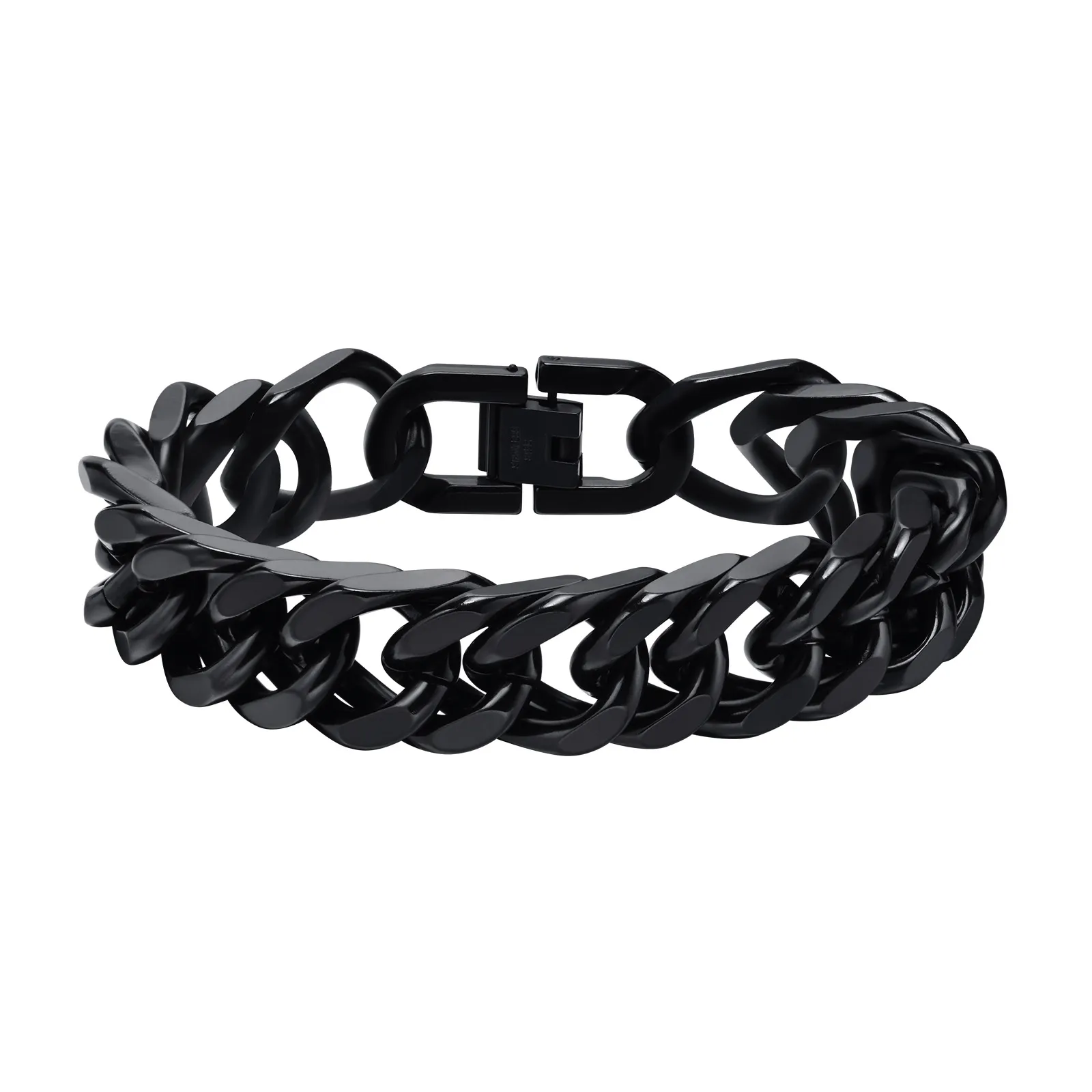 Bracciale a catena intrecciata doppia in acciaio inossidabile Bracciale a maglie uomo Donna Enorme 15 mm 8,5 pollici Argento dorato nero 88 g Peso n1369