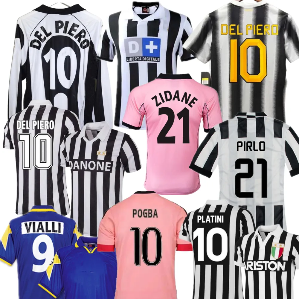 DEL PIERO PLATINI Juve Retro Jerseys de futebol 95 96 97 98 99 VIALLI ZIDANE PIRLO POGBA Camisa de futebol clássica 11 12 13 14 15 Home Away CHELLINI CONTE Kit de futebol vintage