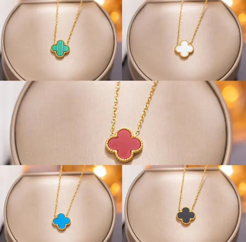 Fashion Luxury Four Leaf Clover Necklace Designer Jewelry Set Pendant Necklaces Bracelet Stud Earring Mother of Pearl Flower Necklace Link Womens Christmas Gift