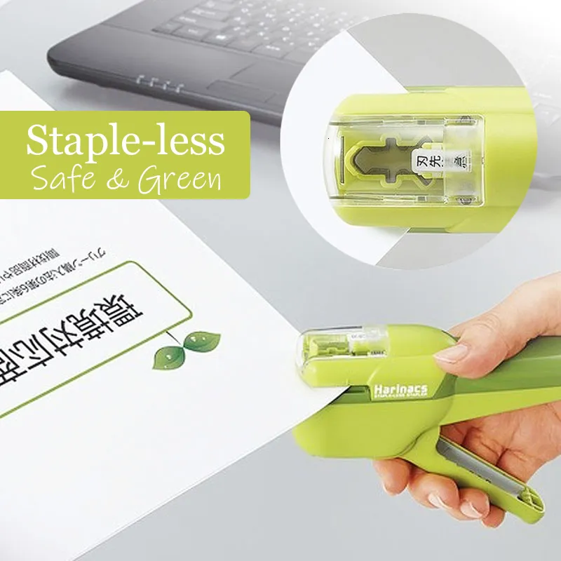 Grampeadores Japão KOKUYO Harinacs Staple-Free Grampeador Grande Criativo Staple-less Manual Grampeador Escritório Papelaria Seguro Fácil Uso 230914