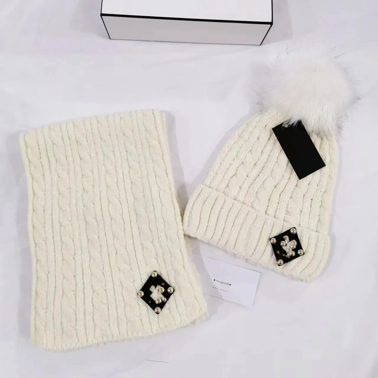 Inverno feminino manter quente gorro cachecol conjunto 2 peças senhora forro de lã fio de lã chapéu de malha pescoço gaiter cor gradiente atacado