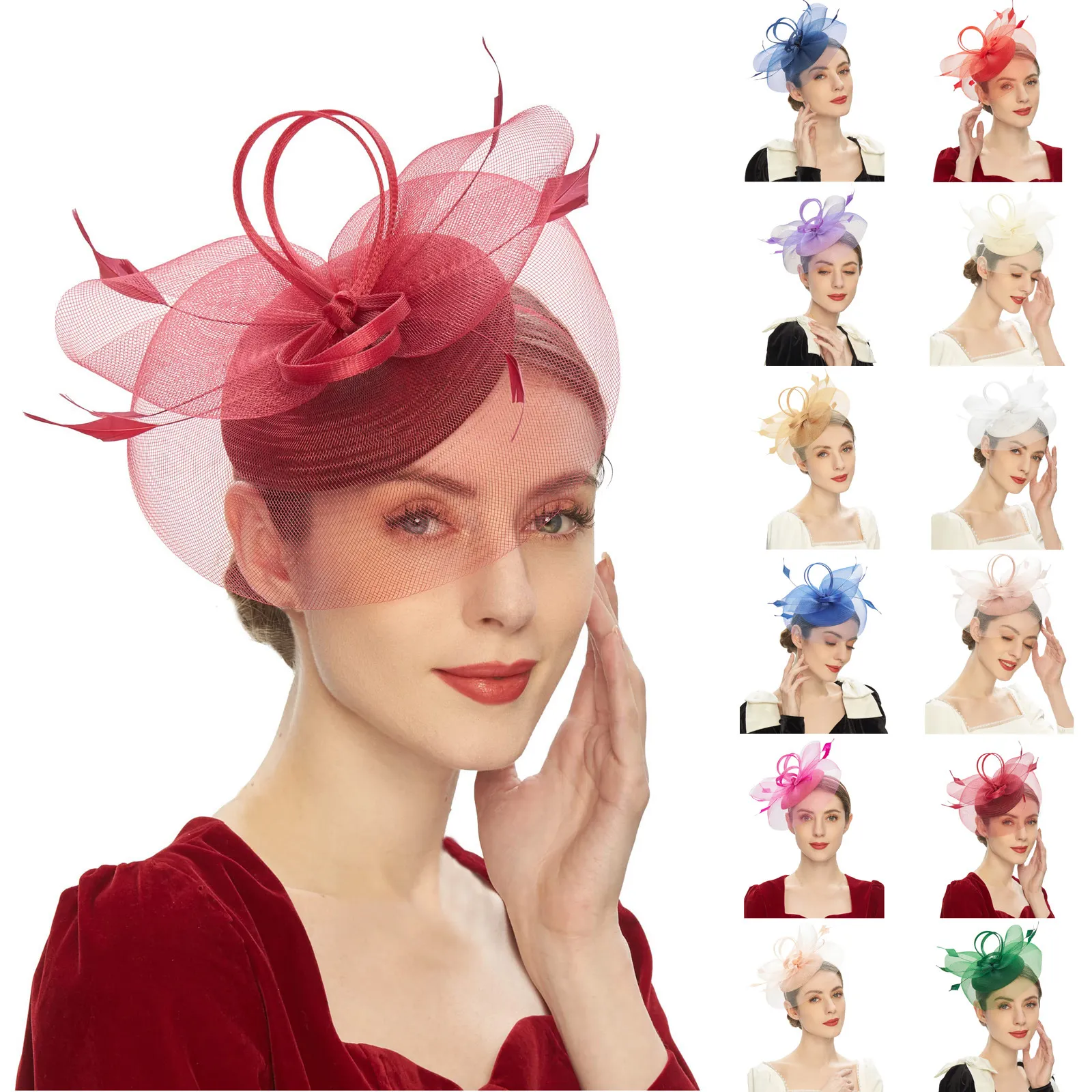 Tea Party Hat With Feathers Women's Derby Fascinator Hat - Elegant Mesh Feather Headband For Tea Parties Purple Fascinator Hats For Women