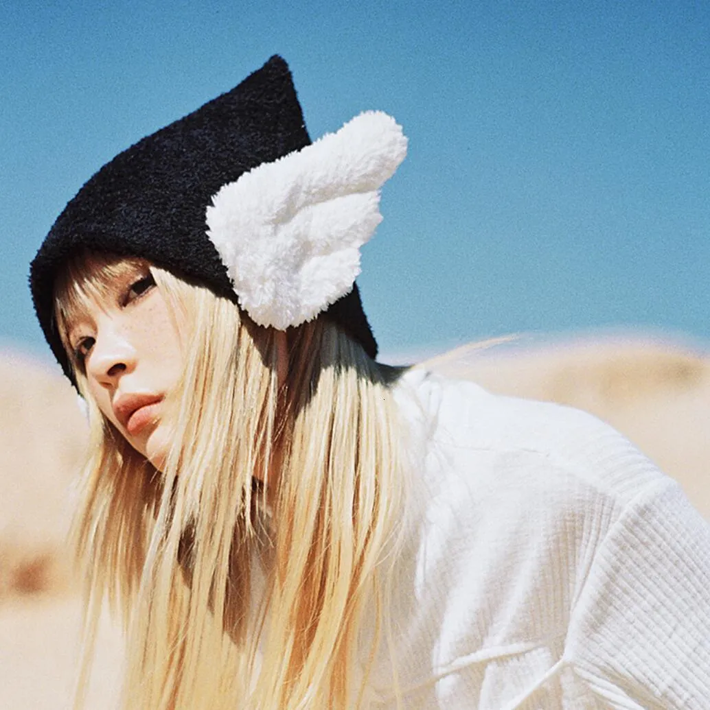 Beanie Skull Cap: Harajuku Y2k Angel Wings Black Beanie Hat