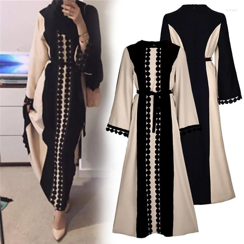 Roupas étnicas Abayas para Mulheres Moda Muçulmana Dubai Turismo Vestido Médio Oriente Painel de Renda Árabe Robe Vestidos Longos