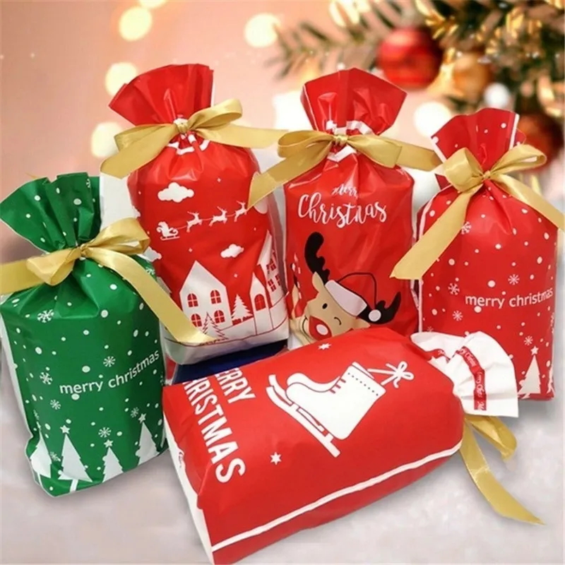 50pcs Dostępne 18 stylów torby na prezenty Bożego Narodzenia Worki na sznurka