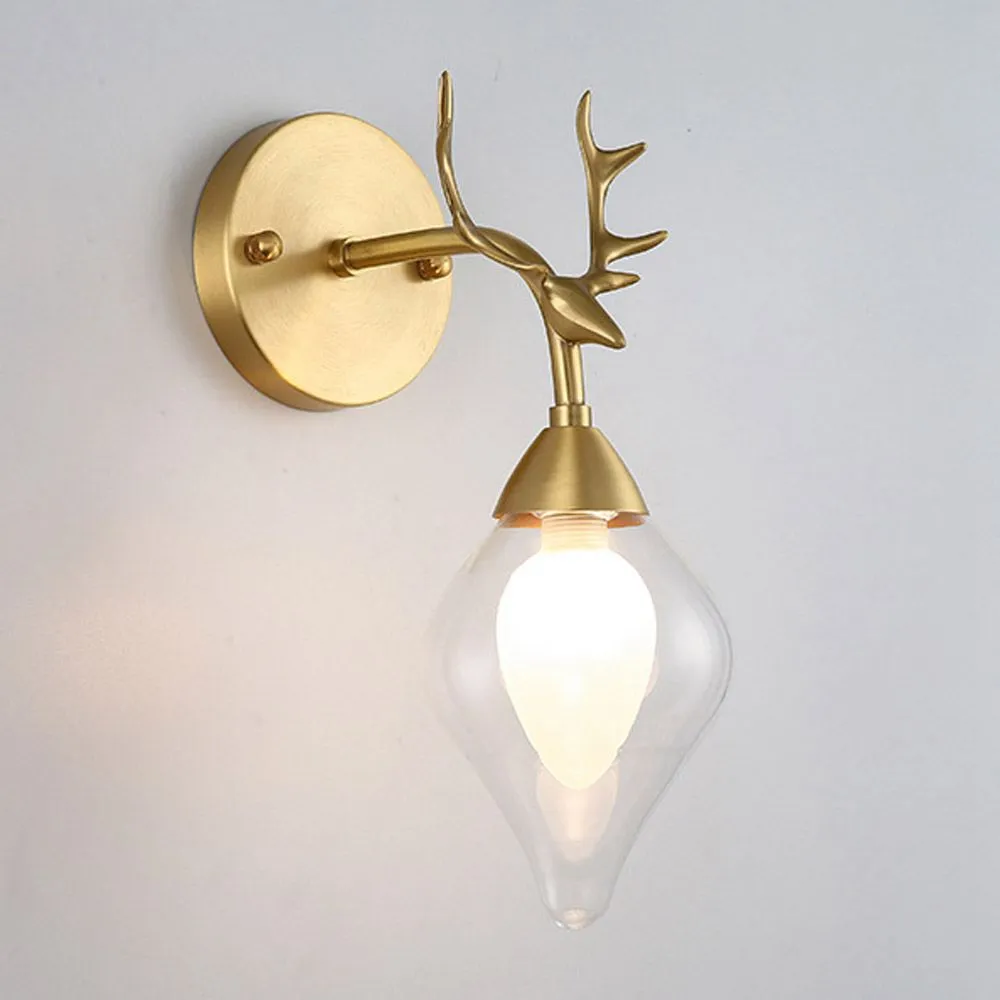 Modern Copper Deer Wall Lights Bar counter Corridor Hallway American Loft Glass Wall Sconce Balcony Wall Lighting Fixtures