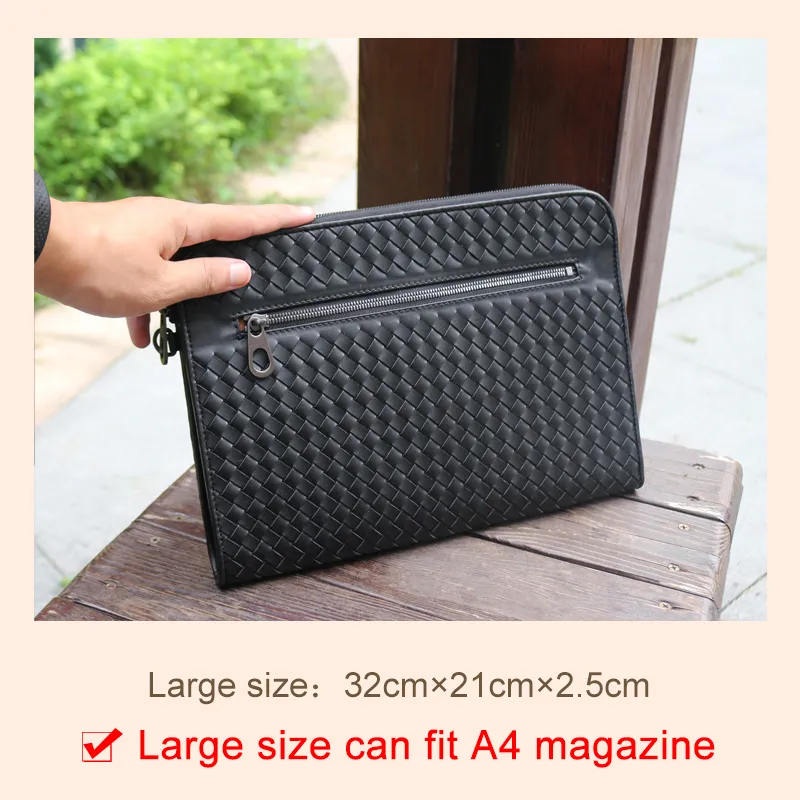 5A Mens Clutch Designer Leather Envelope Bag High End Luxury Brand Handmade Woven Bag A4 File Package Wrist Strap Design 2023 New Black From 33 83 DHgate