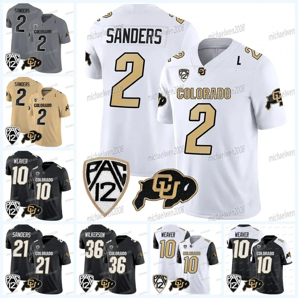 College Colorado Buffaloes Camisas de futebol Shedeur Sanders Sy'veon Wilkerson Dylan Edwards Travis Hunter Anthony Hankerson Xavier Weaver Jimmy Horn Jr Woods