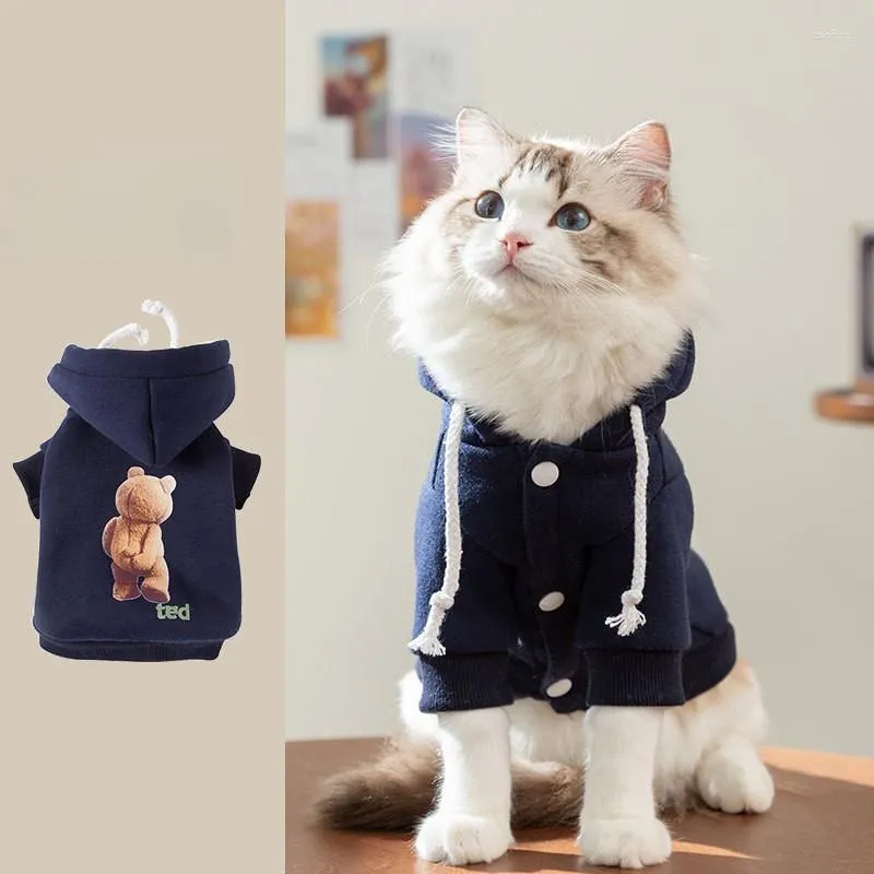 Kattenkostuums Herfst en winter Dierenkleding Mode Capuchon met trekkoord Kleine middelgrote hond Trui met print Chihuahua Yorkshire Poedel