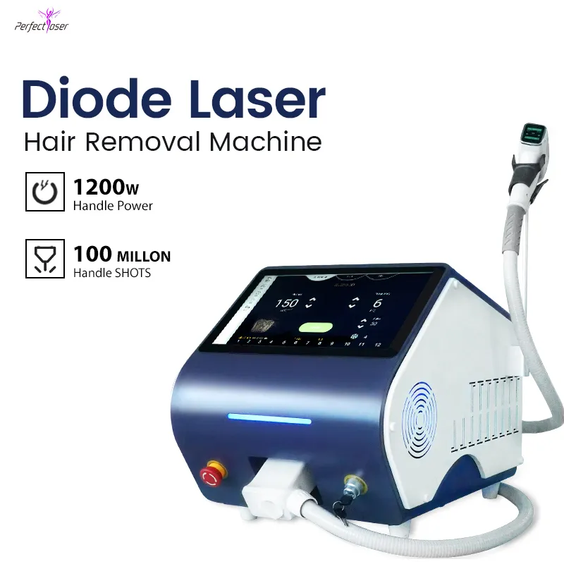High Power Diode Laser Permanent Hair Removal Laser 808nm Beauty Machine for Dark Skin Remote Control System 2 years Warranty