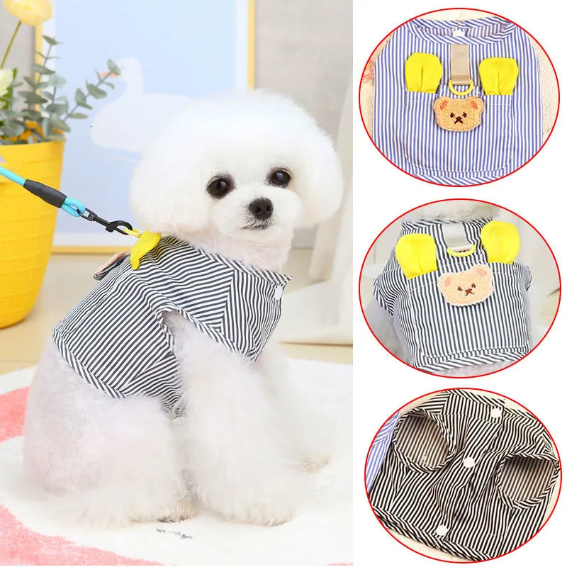 Dog Collars Leashes Pet Harness Stripe Cartoon Thin Vest For Small Dogs Clothes Cat Clothing Puppy French Bulldog Accessories Dropshipping 230915