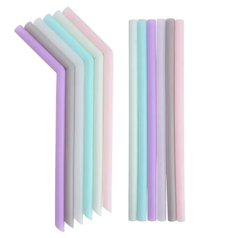 Silicone Drinking Straw Multi-color Reusable Food-grade Safe Straws Folded Bent Straight Straw Home Bar Accessory 6 Colors